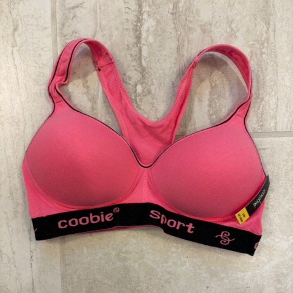 NWT COOBIE Sports Bra STYLE 6899 Cotton SIZE 32B Pink Sporty Barbiecore
